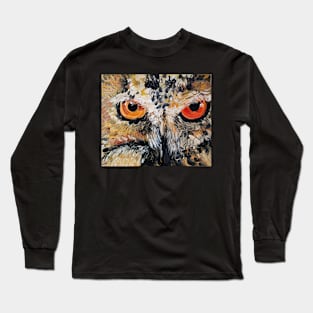 The Owl of Lakshmi Textured Painting Long Sleeve T-Shirt